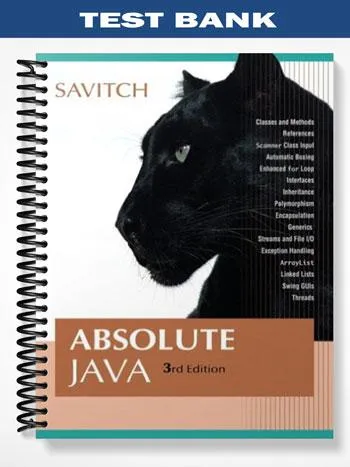 Test_Bank_for_Absolute_Java_3rd_Edition_by_Walter_Savitch Test_Bank_for_Absolute_Java_3rd_Edition_by_Walter_Savitch