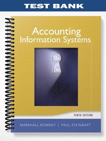 Test Bank for Accounting Information Systems 10th Edition by Romney